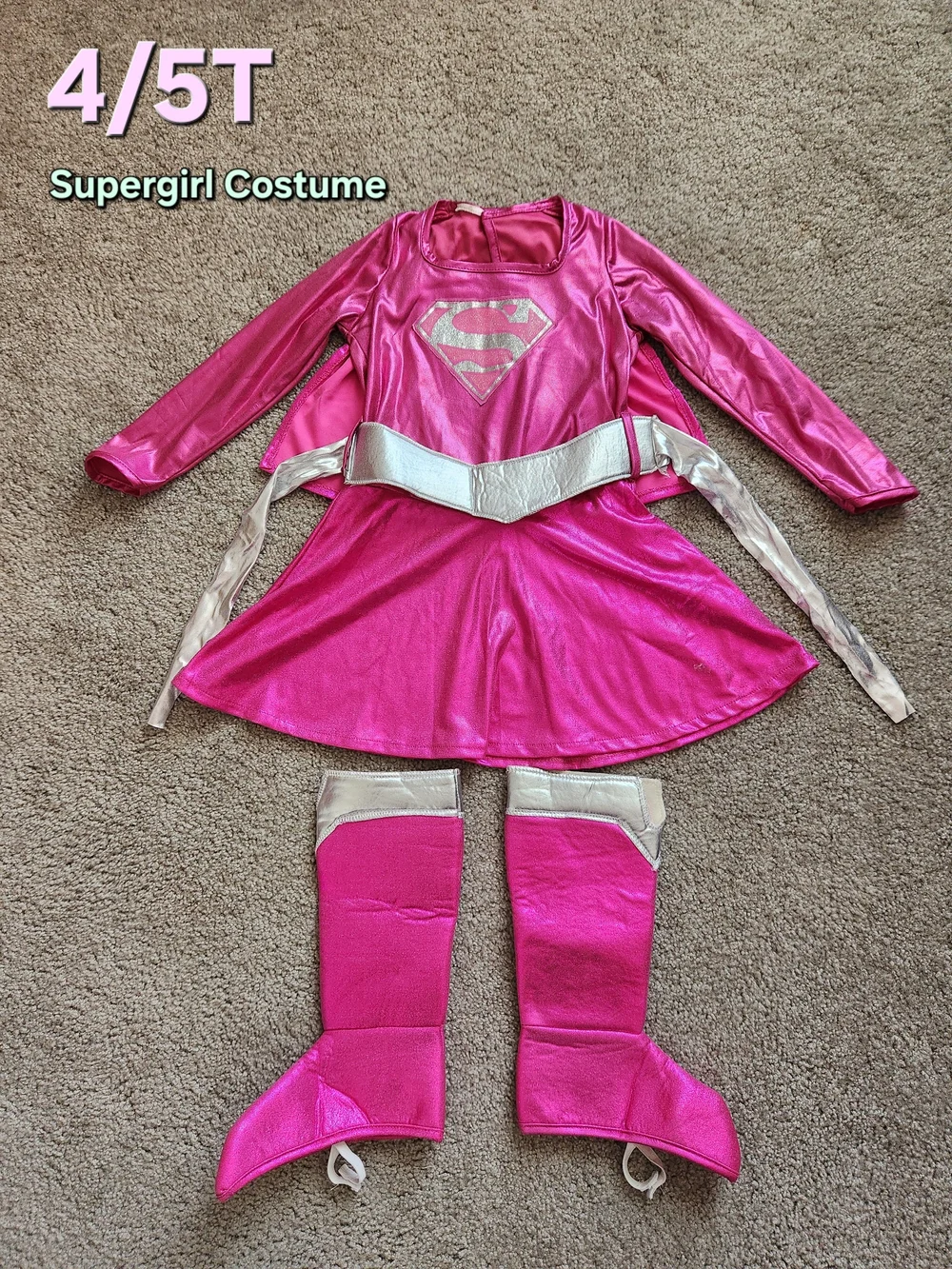 Pink Supergirl Kids Halloween Costume - 4T / 5T